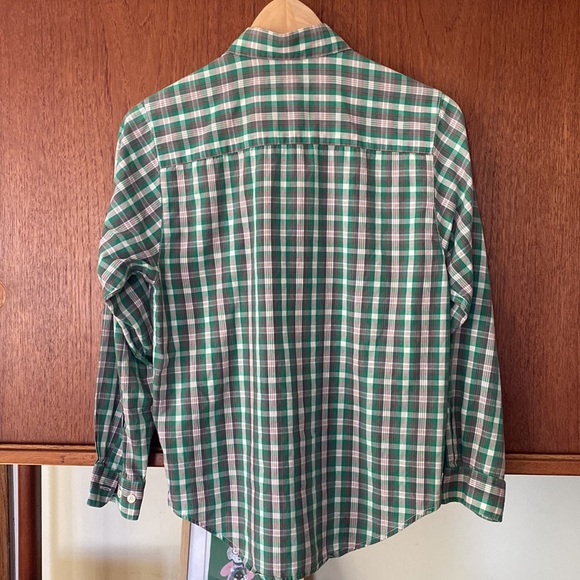 John Henry vintage ruffle front plaid cotton button up - Picture 5 of 8